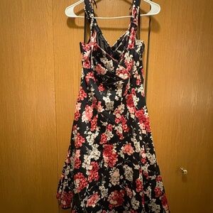 Floral Black and Pink Women's Dress